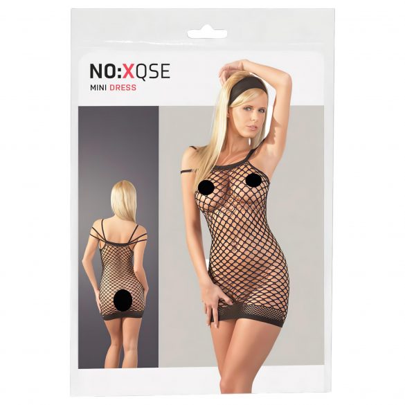 Miniabito Sexy Rete Trasparente - Nero (Taglia Unica S-L) 