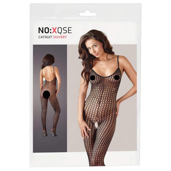 Bodystocking in rete di maglia aperta e seducente con scollature (nero)  - XL/XXL