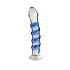 Dildo in Vetro Icicles No. 5 con Spirale Blu Azzurro Trasparente 