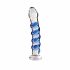 Dildo in Vetro Icicles No. 5 con Spirale Blu Azzurro Trasparente 