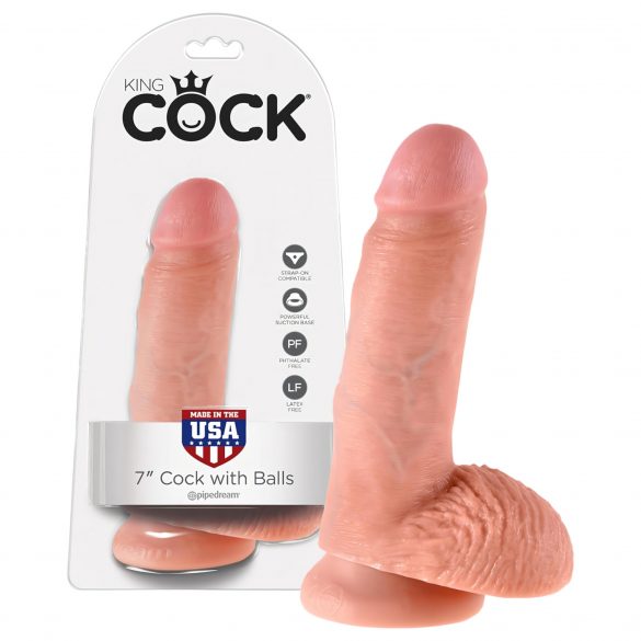 Dildo King Cock 7 pollici con testicoli (18 cm) - colore naturale 