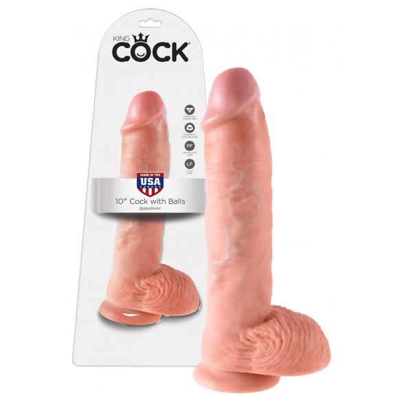 Dildo Realistico King Cock 10 con Testicoli Grande (25 cm) - Colore Naturale 