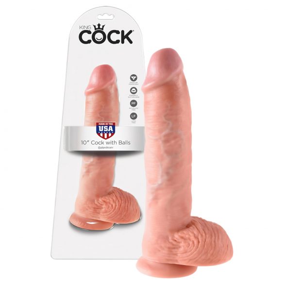 King Cock 10 Dildo Grande con Testicoli (25 cm) - Naturale