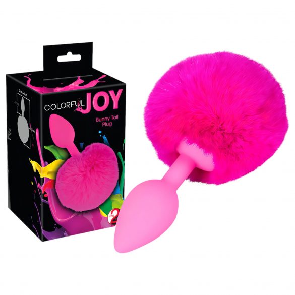 Gioia Colorata - Dildo anale con coda di coniglio (rosa) 