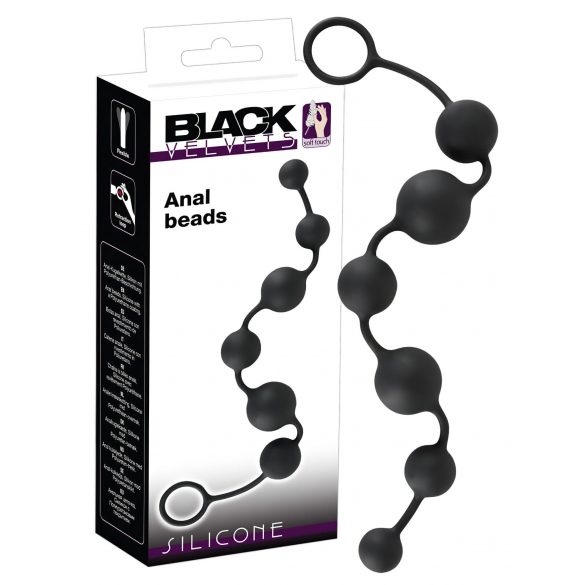 Black Velvet - Dildo anale nero con 6 perle