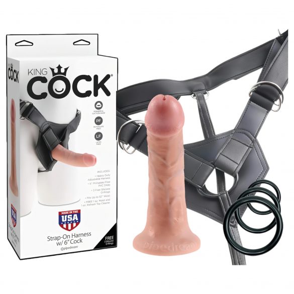 Dildo Realistico King Cock con Imbracatura 6 - Strap-On Naturale 