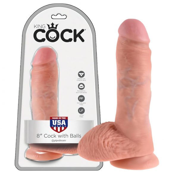 King Cock 8 dildo con testicoli (20 cm) - naturale