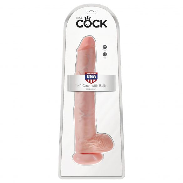 Re gigante dildo King Cock con testicoli (35cm) - color carne 