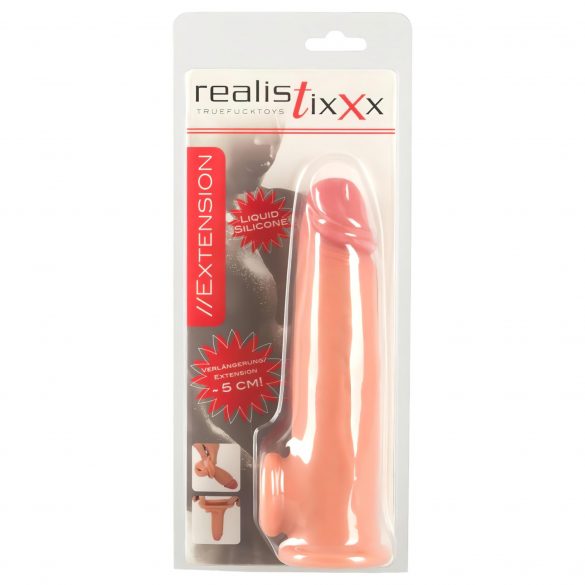 Guaina Peniena Estensibile con Anello Testicolare Realistixxx - 19cm (Naturale) 