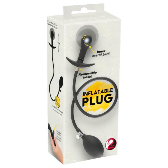 You2Toys - Plug anale gonfiabile con sfere (nero)