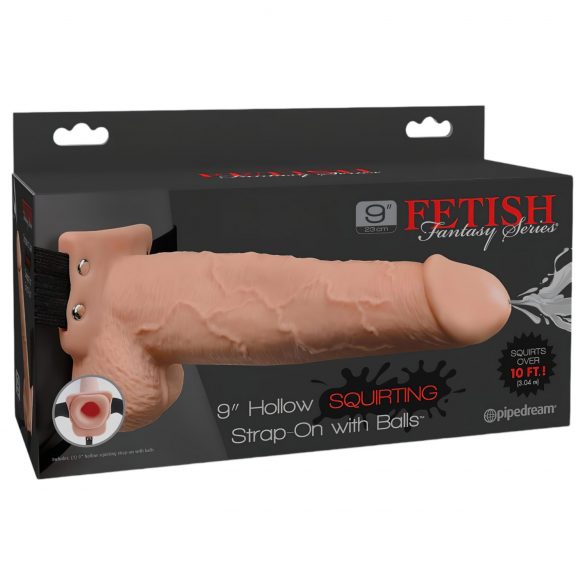 Fetish Strap-On 9 - dildo cavo con cinturino, spruzzante (naturale)