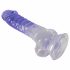 Dildo Trasparente Viola con Testicoli e Ventosa - 19,5 cm 