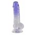 Dildo Trasparente Viola con Testicoli e Ventosa - 19,5 cm 