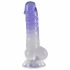 Dildo Trasparente Viola con Testicoli e Ventosa - 19,5 cm 