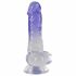 Dildo Trasparente Viola con Testicoli e Ventosa - 19,5 cm 