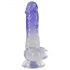 Dildo Trasparente Viola con Testicoli e Ventosa - 19,5 cm 