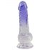 Dildo Trasparente Viola con Testicoli e Ventosa - 19,5 cm 