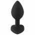 Plug Anale con Gioiello Bianco - Dildo Anale Cuore in Silicone (Nero) 