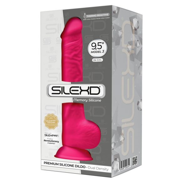 Dildo Silexd 9,5 con ventosa e testicoli modellabile - 24cm (rosa) 