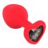 You2Toys Plug M - plug anale con cuore e pietra nera - medio (rosso)