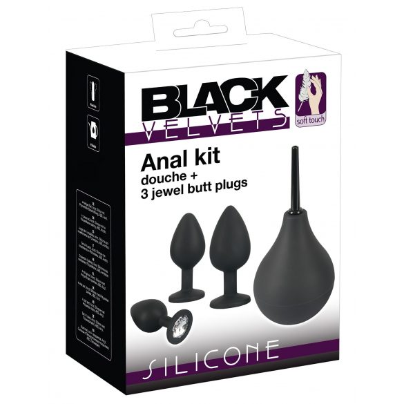 Set Velvet Nero - Kit di Dildo Anali (4 Pezzi) - Nero 