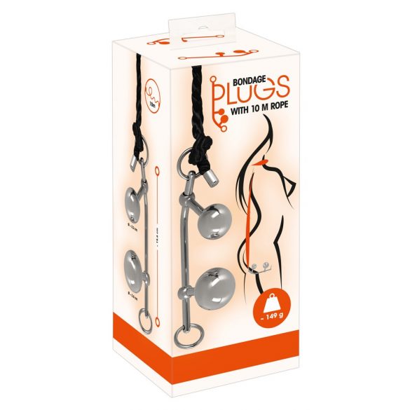 Kit di Plug per Bondage - Sfere Espansive in Metallo - Argento 