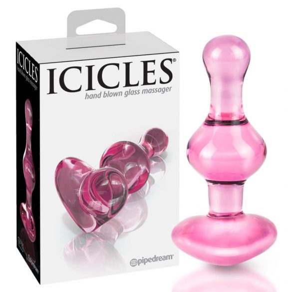 Dildo Anale in Vetro Icicles No. 75 con Cuore - Rosa 