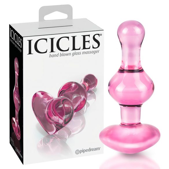 Icicles No. 75 - dildo anale in vetro a forma di cuore (rosa)