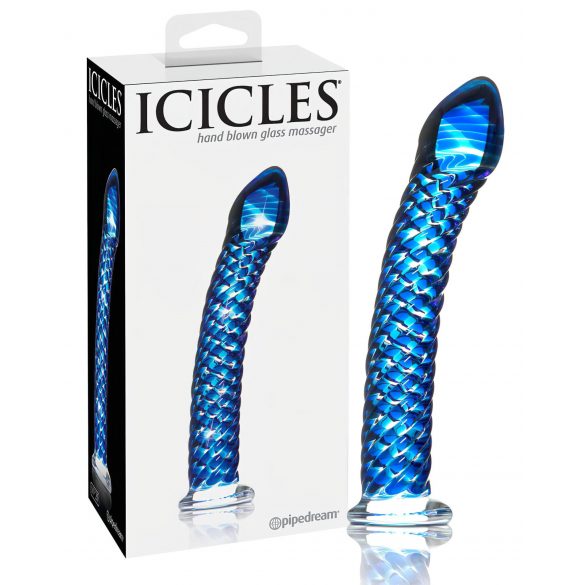 Icicles No. 29 - Spirale, dildo in vetro per il piacere (blu)