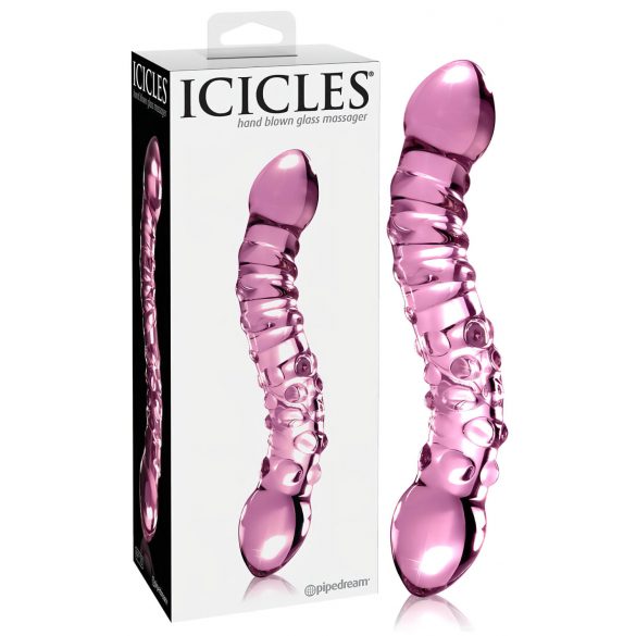 Icicles No. 55 - dildo in vetro a doppia estremità per punto G (rosa)