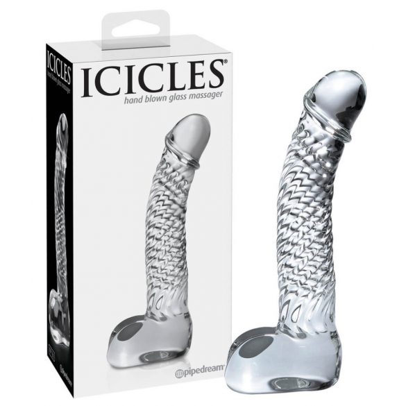 Dildo in Vetro Realistico con Testicoli Icicles No. 61 (Trasparente) 