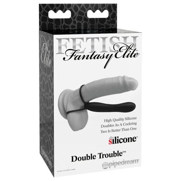 Fetish Double Trouble - Doppio Anello Fallico e Anale con Dildo (nero)