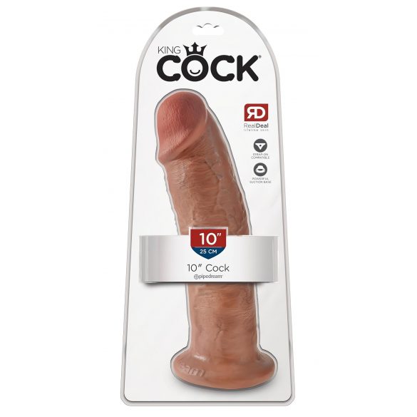 King Cock 10 - Grande Dildo con Ventosa (25cm) - Color Naturale Scuro 