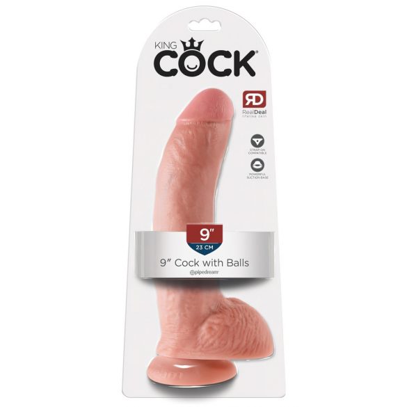 Re Cazzo 9 - Dildo realistico con testicoli e ventosa (23cm) - Colore naturale 