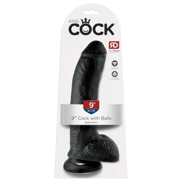 King Cock 9 - grande dildo con ventosa e testicoli (23cm) - nero