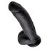 Cock King 9 con Testicoli e Ventosa - Dildo Nero Grande (23cm) 