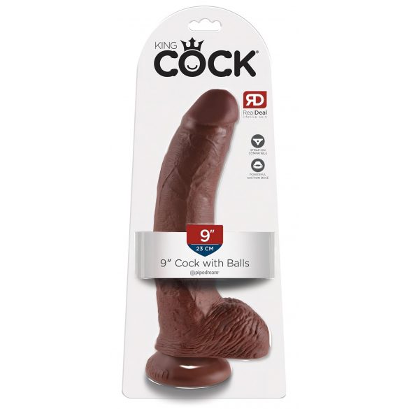 King Cock 9 - dildo testicolare a morsetto grande (23 cm) - marrone 