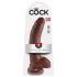 King Cock 9 - Dildo con testicoli e base a ventosa grande (23 cm) - marrone