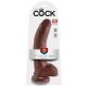 King Cock 9 - dildo testicolare a morsetto grande (23 cm) - marrone 