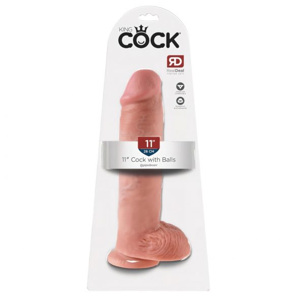 King Cock 11 - dildo con ventosa e testicoli (28 cm) - naturale