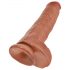 King Cock 11 - dildo con ventosa e testicoli (28 cm) - scuro naturale