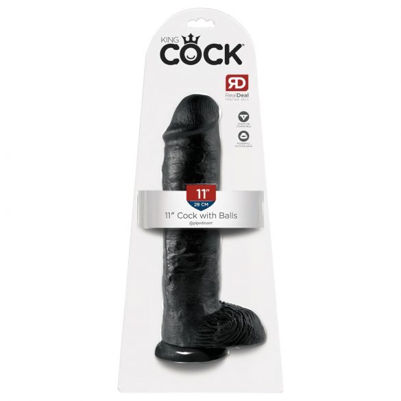 Dildo con Ventosa e Testicoli Grande King Cock 11 (28cm) - Nero 