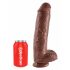 King Cock 11 - grande dildo con ventosa e testicoli (28 cm) - marrone