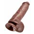 King Cock 11 - grande dildo con ventosa e testicoli (28 cm) - marrone