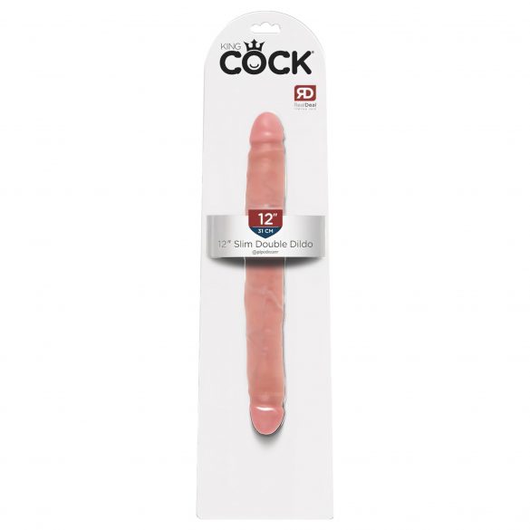 King Cock 12 Slim - doppio dildo realistico (31 cm) - naturale