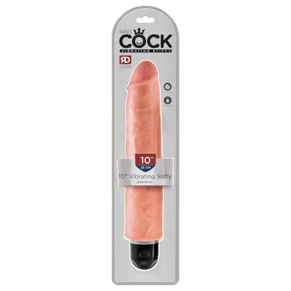 King Cock 10 Stiffy - vibratore realistico impermeabile (25cm) - naturale