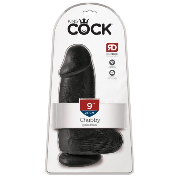 Dildo Nero Ventosa e Testicoli "King Cock 9 Chubby" (23cm) 