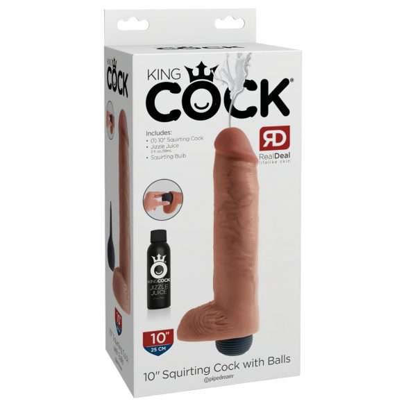 King Cock 10 - Dildo realistico con spruzzo (25cm) - naturale