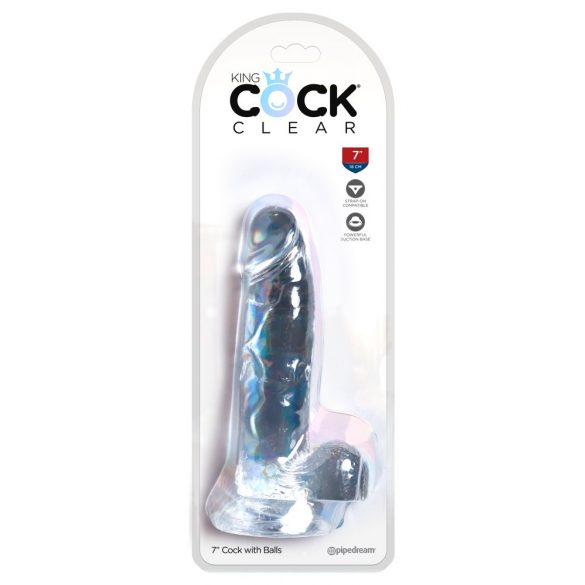 Dildo King Cock Clear 7 con ventosa e testicoli (18cm) 