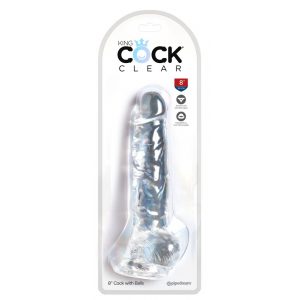 Dildo Trasparente King Cock Clear 8 con Ventosa e Testicoli (20cm)